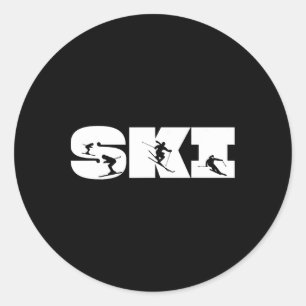 Skiën sneeuwskiën voor liefhebbers van skiën ronde sticker