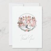 Skiën-thema sociale club vrijgezellenfoto bedankkaart (Voorkant)