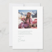 Skiën-thema sociale club vrijgezellenfoto bedankkaart (Achterkant)