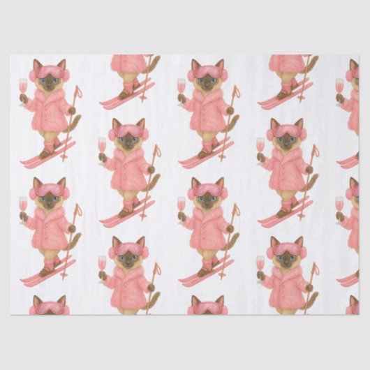 Skiën voor Bruid op helling Roze thema jurk Tissuepapier (Voorkant)