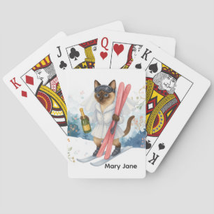 Skiën voor vrijgezellenfeest Siamese kat liefhebbe Pokerkaarten
