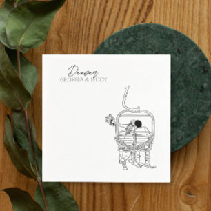 Skiën Winter Wedding cocktail servet