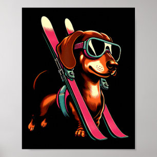 Skiën Worstelhond Berg Winter Bril Stijl Poster
