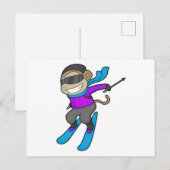 Skiende aap Ski Briefkaart (Voorkant / Achterkant)