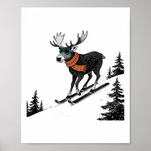 Skiende Eland – Grappige Winterberg, Skibaan Plezi Poster