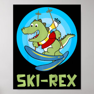 Skiënde Kinderen Ski-rex Grappige Dino Peuter Grap Poster