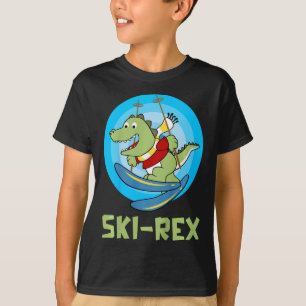 Skiende Kinderen Ski-rex Grappige Dino Peuter Grap T-shirt
