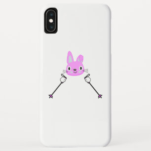 Skiende konijn met skipolen iPhone XS max hoesje