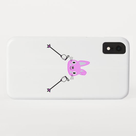 Skiende konijn met skipolen Case-Mate iPhone case (Achterkant (horizontaal))