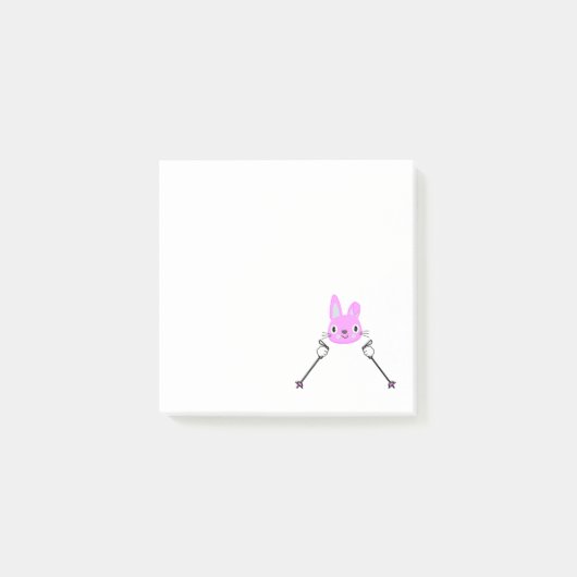 Skiende konijn met skipolen post-it® notes (Voorkant)