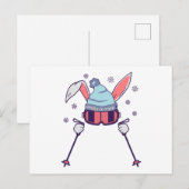 Skiende konijn met skischoenen ski-goten pet briefkaart (Voorkant / Achterkant)