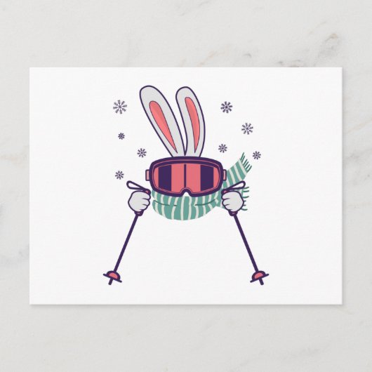 Skiende konijn met skistenski-brillen en sjaal briefkaart (Voorkant)