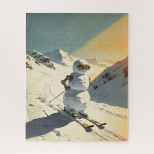 Skiënde Sneeuwman Legpuzzel