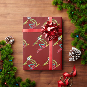 Skiënde Stickman Cadeaupapier