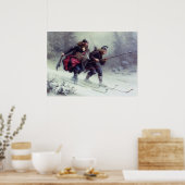 Skiende vogelpoten over de berg poster (Keuken)