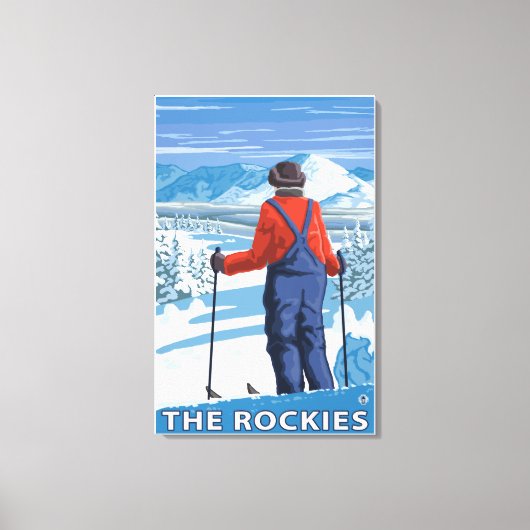 Skier Admiring - De Rockies Canvas Afdruk (Voorkant)