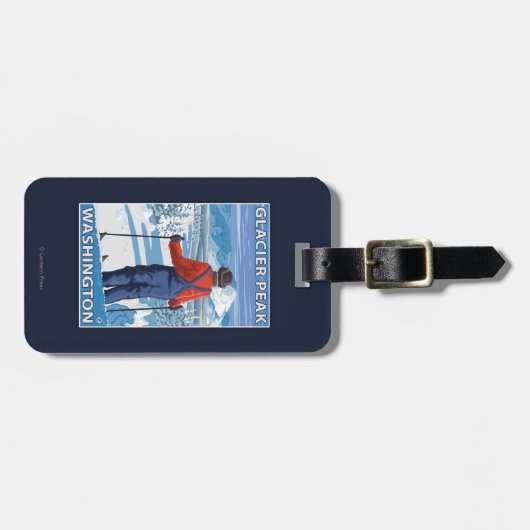 Skier Admiring - Glacier Peak, Washington Bagagelabel (Voorkant horizontaal)