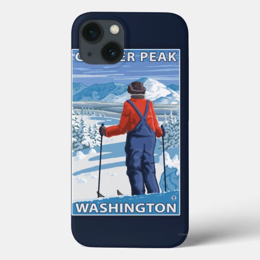 Skier Admiring - Glacier Peak, Washington Case-Mate iPhone Case (Achterkant)