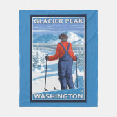 Skier Admiring - Glacier Peak, Washington Fleece Deken (Voorkant)