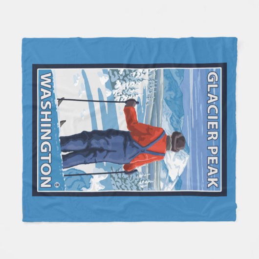 Skier Admiring - Glacier Peak, Washington Fleece Deken (Voorkant (Horizontaal))