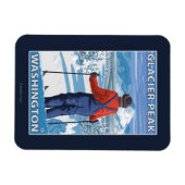 Skier Admiring - Glacier Peak, Washington Magneet (Horizontaal)