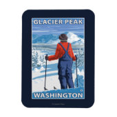 Skier Admiring - Glacier Peak, Washington Magneet (Verticaal)