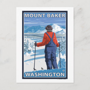Skier Admiring - Mount Baker, Washington Briefkaart
