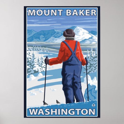Skier Admiring - Mount Baker, Washington Poster (Voorkant)