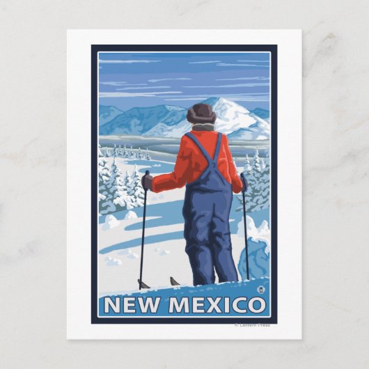 Skier Admiring New Mexico Briefkaart (Voorkant)