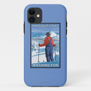 Skier Admiring - Snoqualmie Pass, Washington iPhone 11 Hoesje
