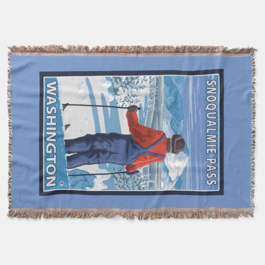 Skier Admiring - Snoqualmie Pass, Washington Deken (Voorkant)