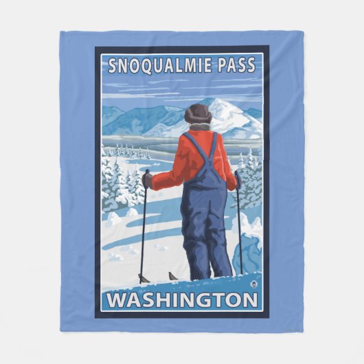Skier Admiring - Snoqualmie Pass, Washington Fleece Deken (Voorkant)