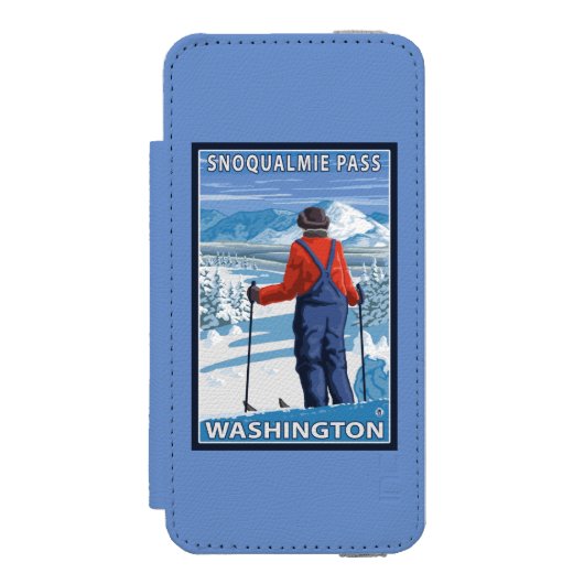 Skier Admiring - Snoqualmie Pass, Washington Incipio iPhone Portemonnee Hoesje (Voorkant Agenda)