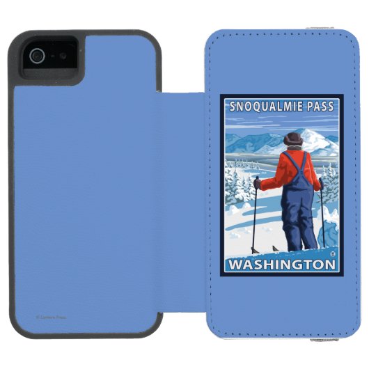Skier Admiring - Snoqualmie Pass, Washington Incipio iPhone Portemonnee Hoesje (Agenda Open)