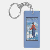 Skier Admiring - Snoqualmie Pass, Washington Sleutelhanger (Voorkant Links)