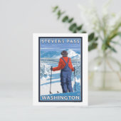 Skier Admiring - Stevens Pass, Washington Briefkaart (Staand voorkant)