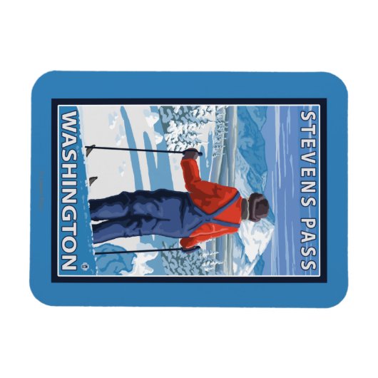 Skier Admiring - Stevens Pass, Washington Magneet (Horizontaal)