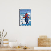 Skier Admiring - Stevens Pass, Washington Poster (Keuken)