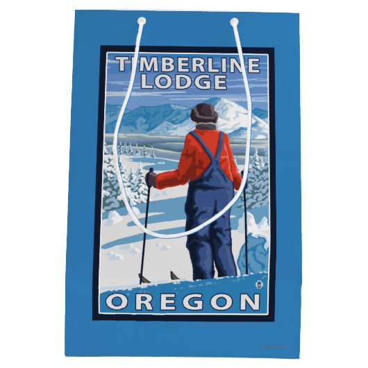 Skier Admiring - Timberline Lodge, Oregon Medium Cadeauzakje (Achterkant)