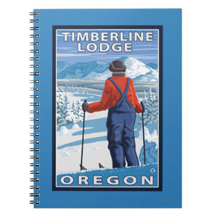 Skier Admiring - Timberline Lodge, Oregon Notitieboek