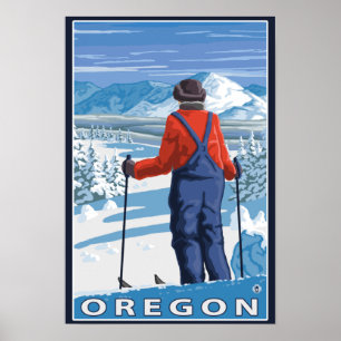Skier Admiring - Vintage Travel Poster