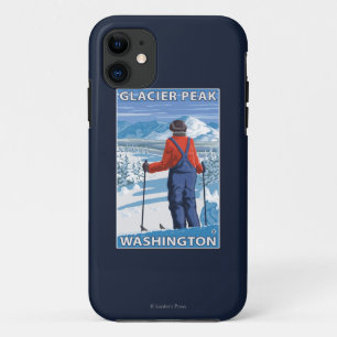 Skiër bewonderend - Glacier Peak, Washington iPhone 11 Hoesje