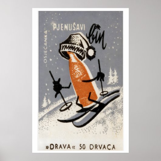 Skier Bière - Impression Boîte d'Allumettes - Art (Devant)