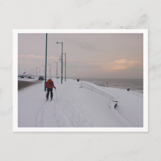 Skier bij Beach Briefkaart (Voorkant)