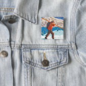 Skier Carrying SkisNew Mexico Vierkante Button 5,1 Cm (In situ)