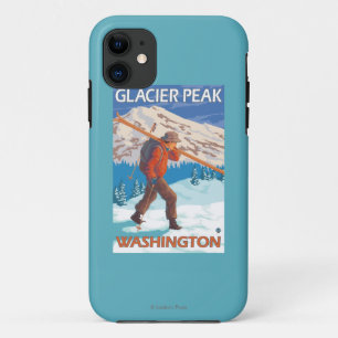Skier Carrying Snow Skis - Glacier Peak, WA iPhone 11 Hoesje