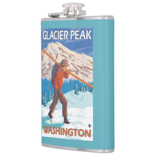 Skier Carrying Snow Skis - Glacier Peak, WA Heupfles (Links)