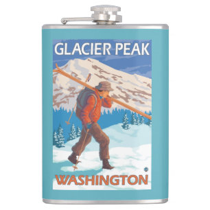 Skier Carrying Snow Skis - Glacier Peak, WA Heupfles