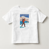 Skier Carrying Snow Skis - Idaho Kinder Shirts (Voorkant)