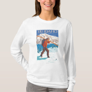 Skier Carrying Snow Skis - Idaho T-shirt